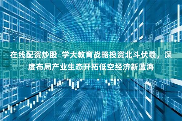 在线配资炒股  学大教育战略投资北斗伏羲，深度布局产业生态开拓低空经济新蓝海
